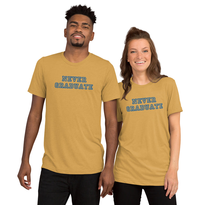 Official Never Graduate T-shirt - Royal Blue Lettering - Tri-blend