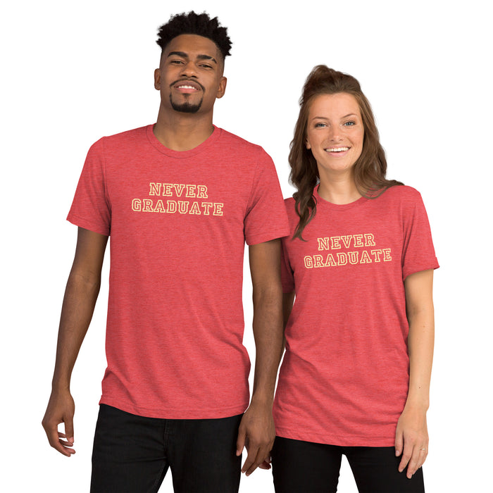 Official Never Graduate T-shirt - Cream Lettering - Tri-blend